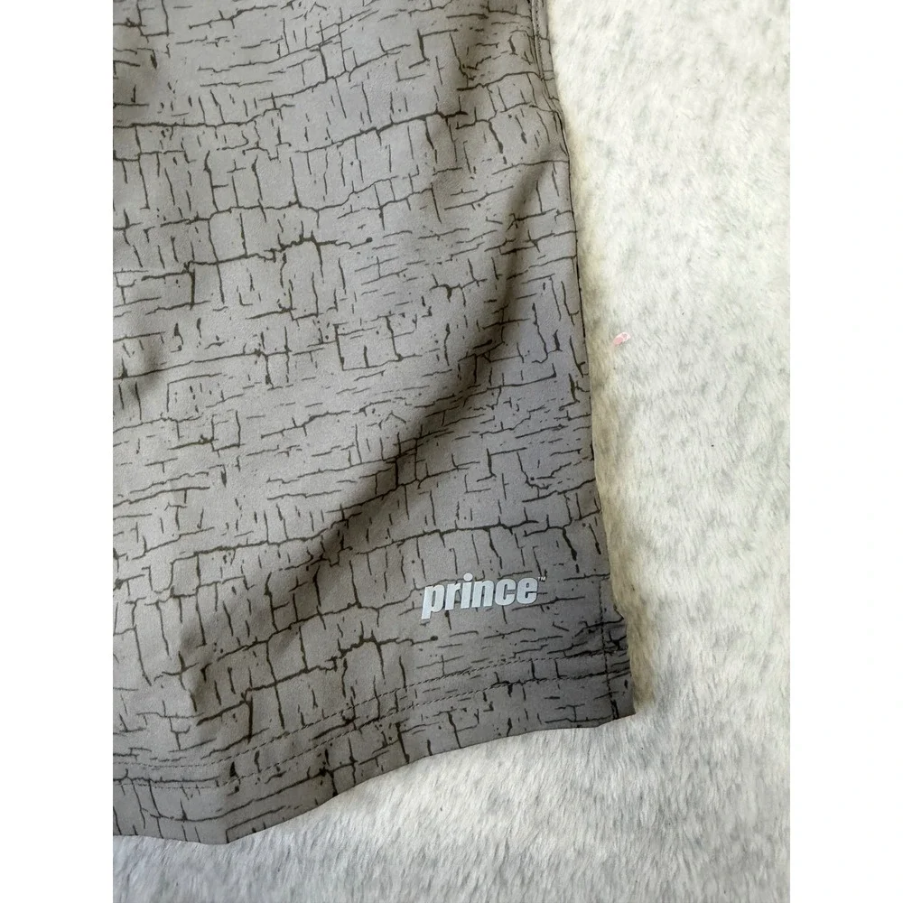Prince Mens Tennis Fashion Print 9Inch Woven Short Gray Cracked Earth MPT14008FF